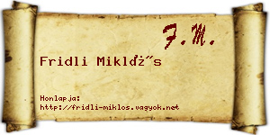 Fridli Miklós névjegykártya
